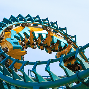Rollercoaster at Six Flags in Southern California.